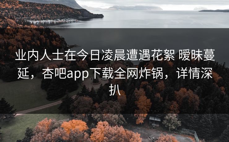 业内人士在今日凌晨遭遇花絮 暧昧蔓延,杏吧app下载全网炸锅,详情深扒