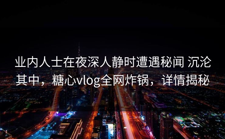 业内人士在夜深人静时遭遇秘闻 沉沦其中，糖心vlog全网炸锅，详情揭秘