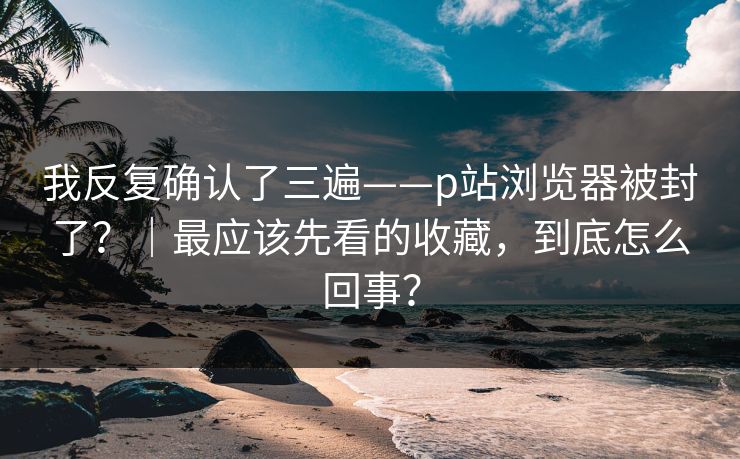 我反复确认了三遍——p站浏览器被封了？｜最应该先看的收藏，到底怎么回事？